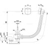 Сифон ALCAPLAST A51CR для ванны автомат, комплект, хромированный пластик/металл, длина 57 см
